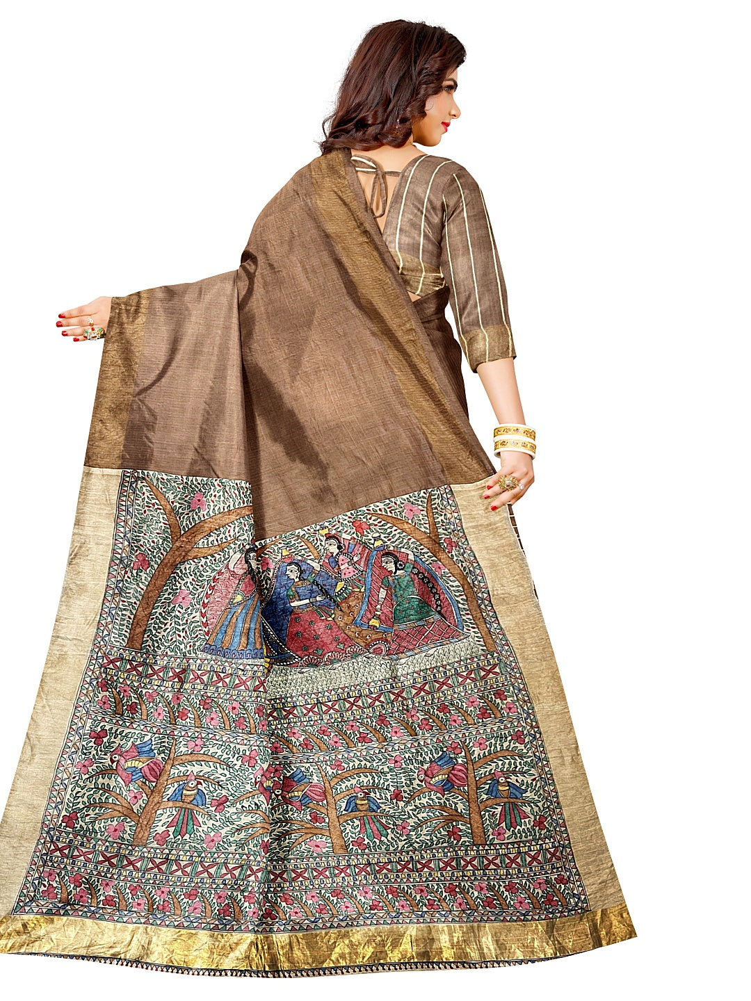 Hand-painted Raas-Leela Madhubani Saree